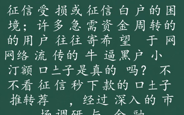 牛逼黑户小额口子是真的吗