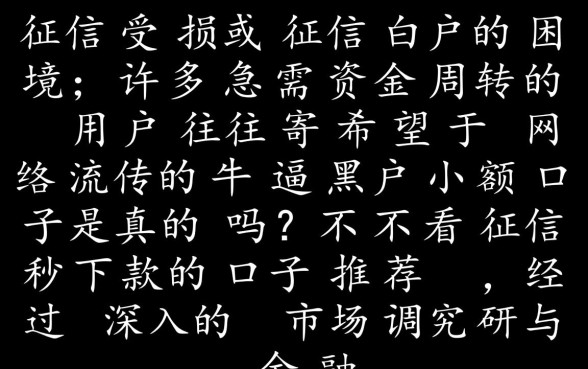牛逼黑户小额口子是真的吗