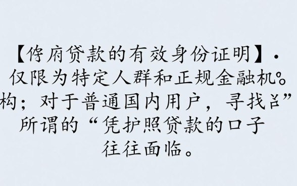 凭护照贷款的口子有哪些
