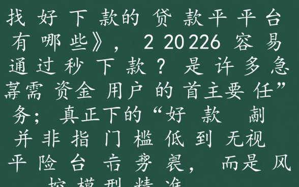 好下款的贷款平台有哪些,2026容易通过秒下款吗 2026容易通过秒下款吗