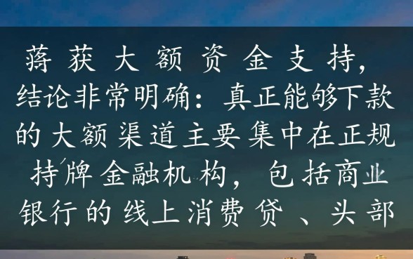线上有什么大额贷款口子可以下款