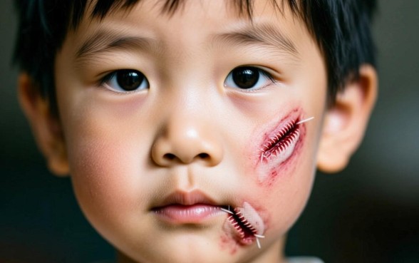 小孩下巴摔了一个半毫米的小口子 小孩下巴摔了一个半毫米的小口子