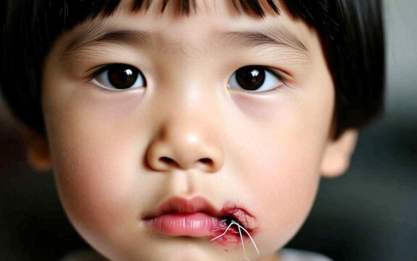小孩下巴摔了一个半毫米的小口子 小孩下巴摔了一个半毫米的小口子