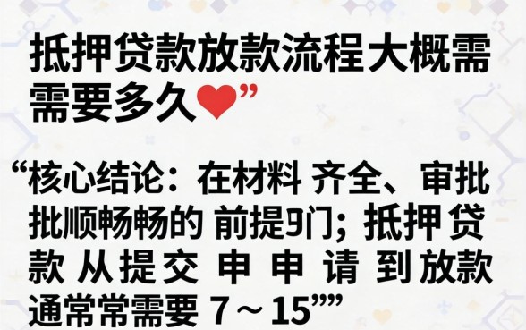 抵押贷款放款流程大概需要多久