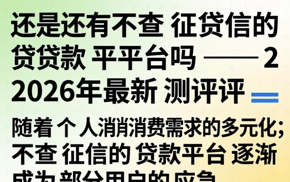 现在还有不查征信的贷款平台吗