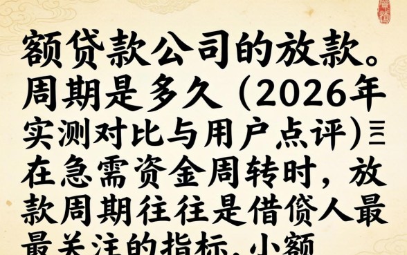 小额贷款公司的放款周期是多久