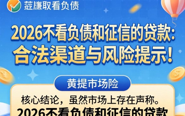 2026不看负债和征信的贷款 2026不看负债和征信的贷款