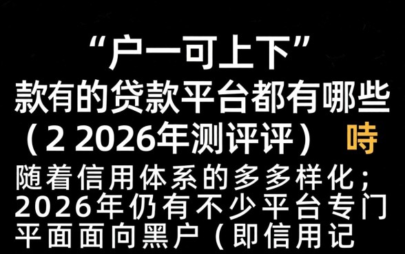 黑户可下款的贷款平台都有哪些
