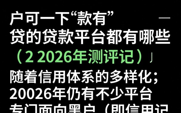 黑户可下款的贷款平台都有哪些