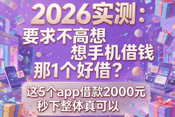2026实测：要求不高想手机借钱那1个好借？这5个app借款2000元秒下整体真可以