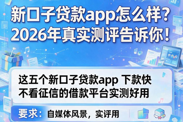 新口子贷款app怎么样？2026年真实测评告诉你！这五个新口子贷款app下款快不看征信的借款平台实测好用