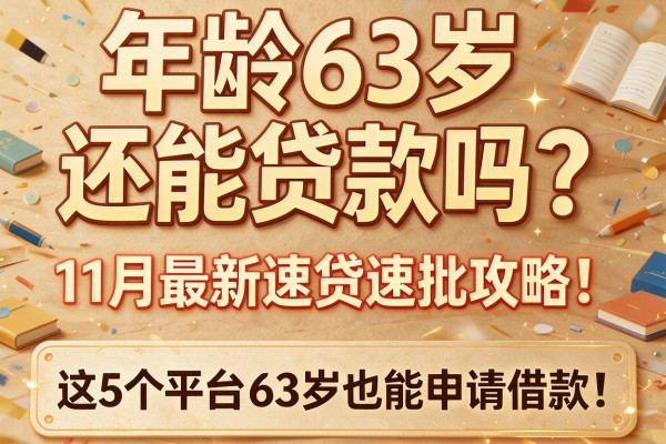 年龄63岁，还能贷款吗？11月最新速贷速批攻略！这5个平台63岁也能申请借款