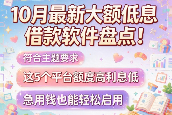 10月最新大额低息借款软件盘点！这5个平台额度高利息低，急用钱也能轻松启用