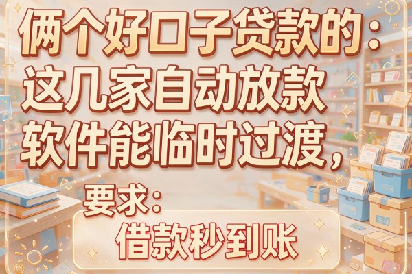 俩个好口子贷款的：这几家自动放款软件能临时过渡，借款秒到账！