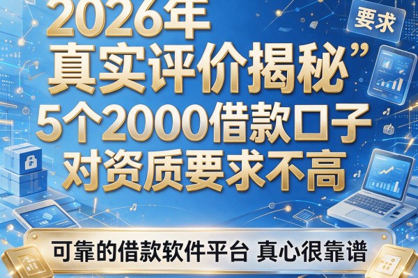 2026年真实评价揭秘：5个2000借款口子对资质要求不高，可靠的借款软件平台真心很靠谱