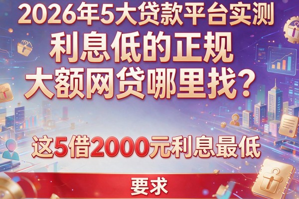 2026年5大贷款平台实测：利息低的正规大额网贷哪里找？这5个借2000元利息最低