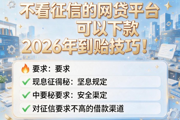 不看征信的网贷平台可以下款2026年到账技巧!本文揭秘五个对征信要求不高的借款渠道