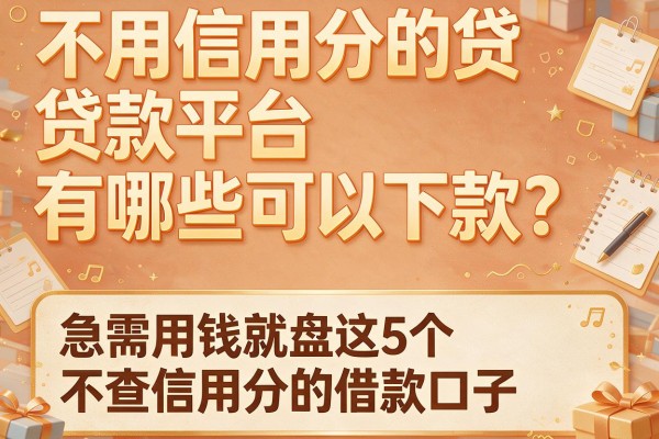 不用信用分的贷款平台有哪些可以下款？急需用钱就盘这5个不查信用分的借款口子