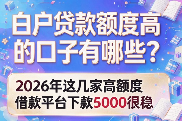 白户贷款额度高的口子有哪些？2026年这几家高额度借款平台下款5000很稳