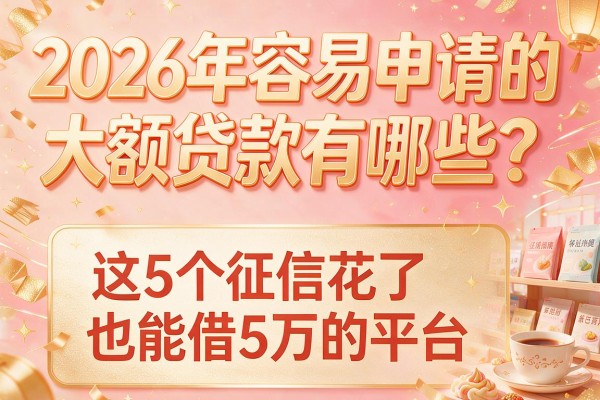 2026年容易申请的大额贷款有哪些？盘点这5个征信花了也能借5万的平台