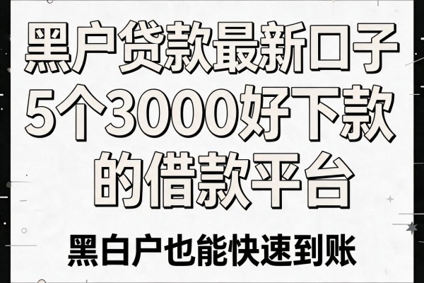 黑白户贷款最新口子：5个3000好下款的借款平台，黑白户也能快速到账！