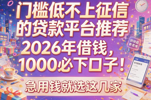 门槛低不上征信的贷款平台推荐：2026年借钱1000必下口子，急用钱就选这几家！