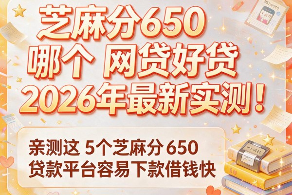 芝麻分650哪个网贷好贷2026年最新实测！亲测这5个芝麻分650贷款平台容易下款借钱快