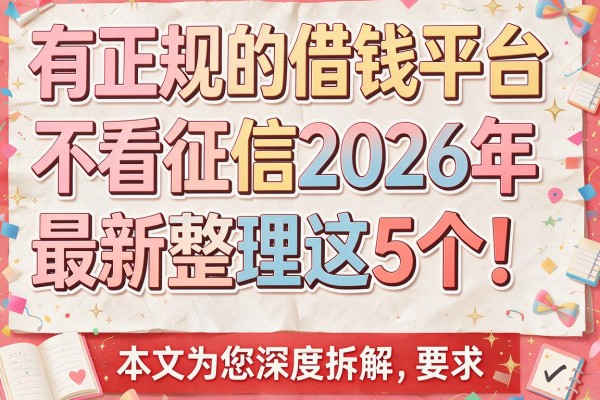 有正规的借钱平台不看征信2026年最新整理这5个！本文为您深度拆解！