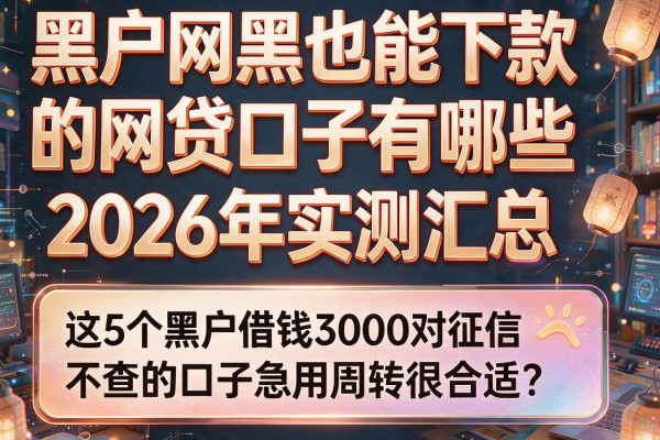 黑户网黑也能下款的网贷口子有哪些2026年实测汇总，这5个黑户借钱3000对征信不查的口子急用周转很合适