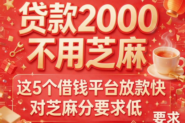 贷款2000不用芝麻，这5个借钱平台放款快、对芝麻分要求低！