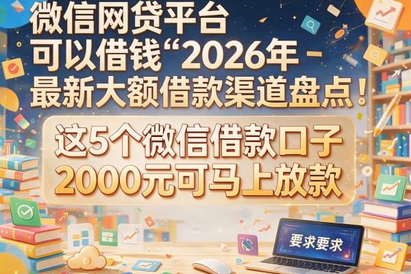 微信网贷平台可以借钱2026年最新大额借款渠道盘点：这5个微信借款口子2000元可马上放款
