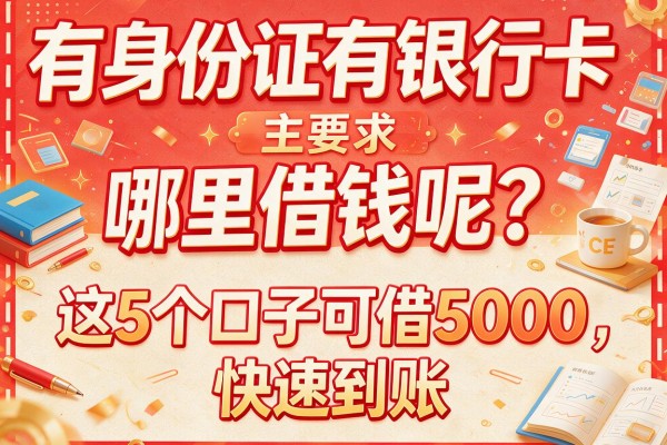 有身份证有银行卡哪里借钱呢？这5个口子可借5000，快速到账！