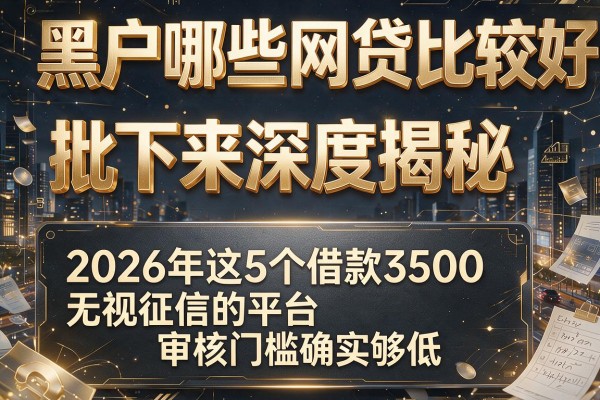 黑户哪些网贷比较好批下来深度揭秘，2026年这5个借款3500无视征信的平台审核门槛确实够低