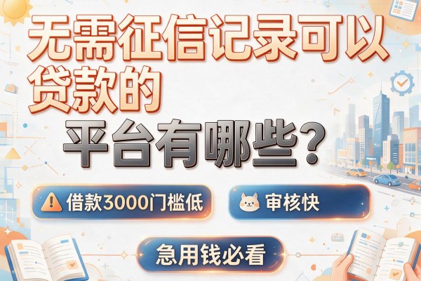 无需征信记录可以贷款的平台有哪些？这几家借款3000门槛低、审核快，急用钱必看！