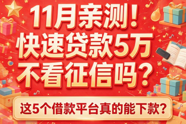 11月亲测！快速贷款5万不看征信吗？这5个借款平台真的能下款