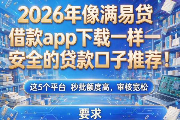 2026年像满易贷借款app下载一样安全的贷款口子推荐：这5个平台秒批额度高、审核宽松