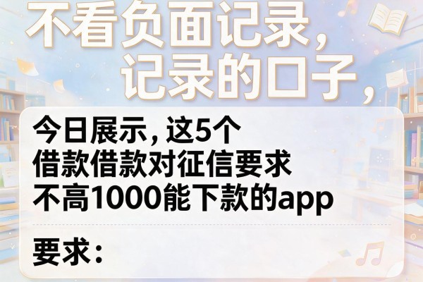 不看负面记录的口子，今日展示这5个借款对征信要求不高1000能下款的app