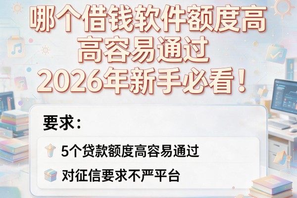 哪个借钱软件额度高容易通过2026年新手必看！盘点5个贷款额度高容易通过对征信要求不严平台