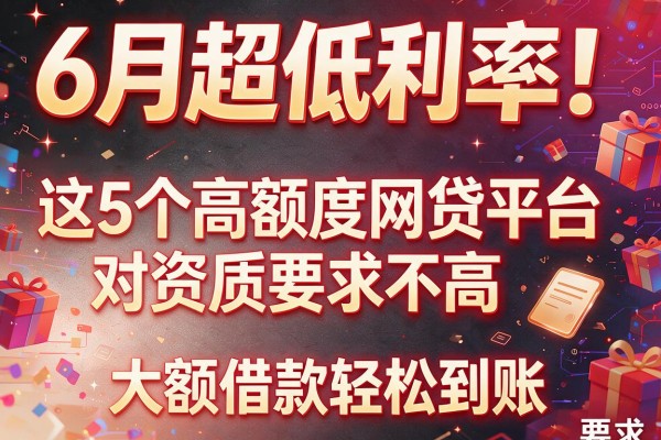 6月超低利率！这5个高额度网贷平台对资质要求不高，大额借款轻松到账