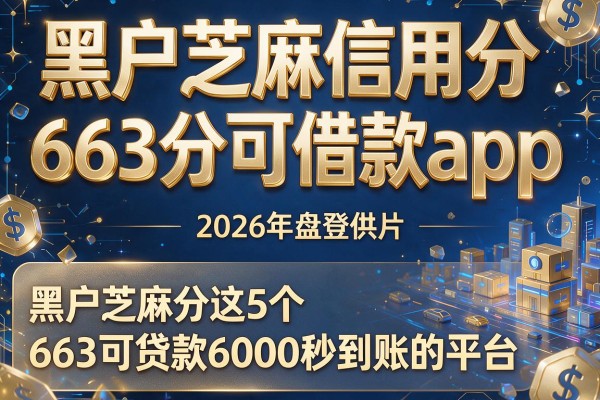 黑户芝麻信用分663分可借款app，2026年盘点这5个黑户芝麻分663可贷款6000秒到账的平台