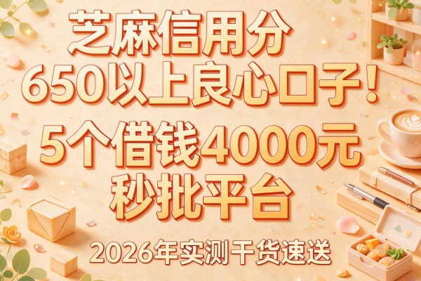 芝麻信用分650以上良心口子：5个借钱4000元秒批平台，2026年实测干货速送！
