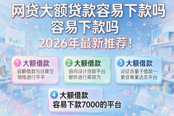 网贷大额贷款容易下款吗2026年最新推荐！汇总五个大额借款容易下款7000的平台