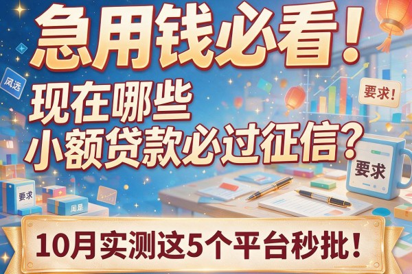 急用钱必看！现在哪些小额贷款必过征信？10月实测这5个平台秒批