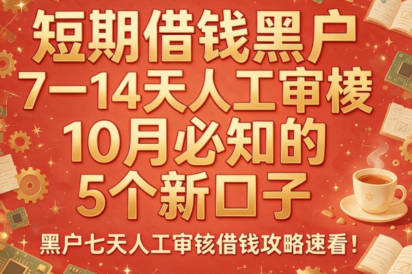 短期借钱黑户7一14天人工审核：10月必知的5个新口子，黑户七天人工审核借钱攻略速看！