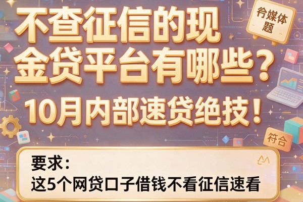 不查征信的现金贷平台有哪些？10月内部速贷绝技！这5个网贷口子借钱不看征信速看