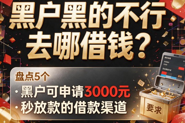 黑户黑的不行去哪借钱？盘点5个黑户可申请3000元秒放款的借款渠道