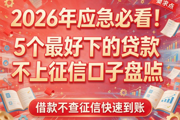 2026年应急必看！5个最好下的贷款不上征信口子盘点，借款不查征信快速到账