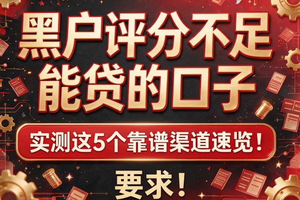 黑户评分不足能贷的口子，实测这5个靠谱渠道速览！