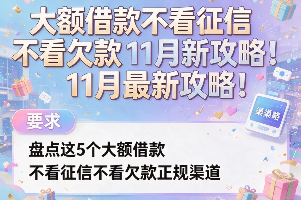 大额借款不看征信不看欠款11月最新攻略！盘点这5个大额借款不看征信不看欠款正规渠道