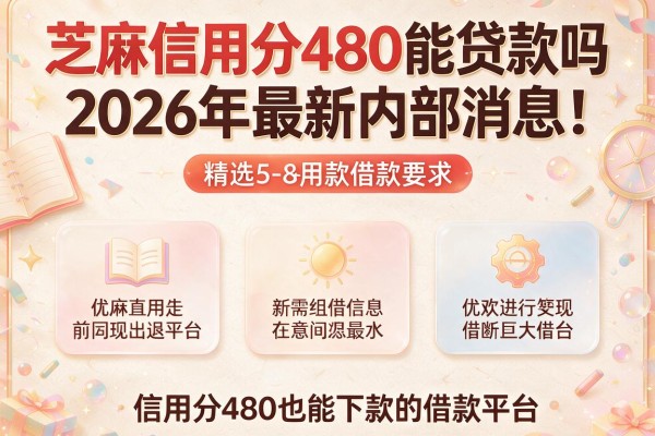 芝麻信用分480能贷款吗2026年最新内部消息！精选5个信用分480也能下款的借款平台推荐